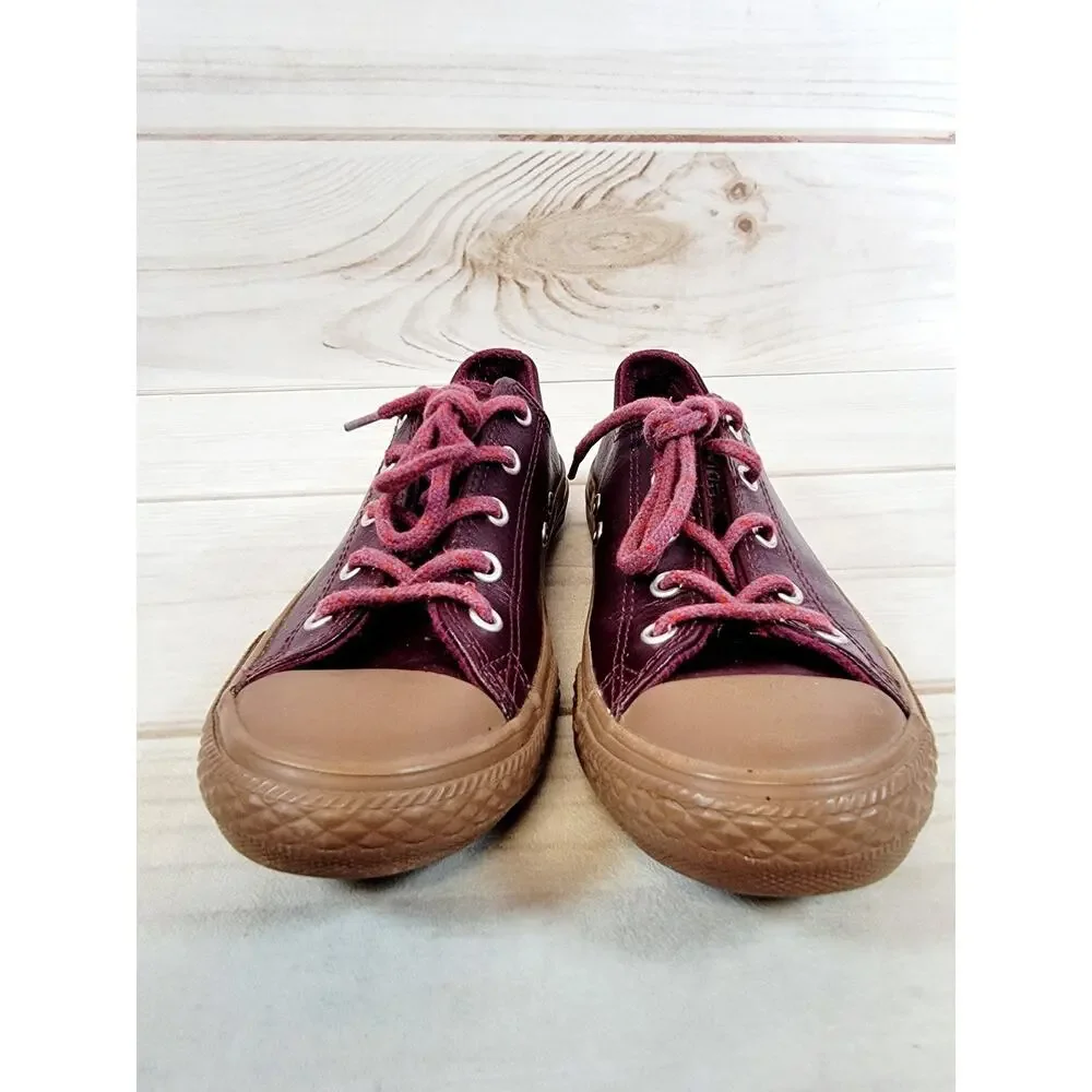 Converse Chuck Taylor All Star Ox Fashion Leather Sneakers Youth Size 3 Burgandy